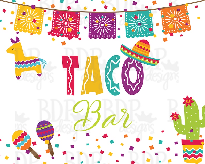 Tacos Bar Sign Fiesta Party Signs Fiesta Sign Printable - Etsy