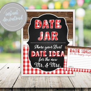 Date Jar Sign: BBQ Engagement, Bridal Shower Decor (Digital Download)