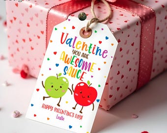 Editable Valentines Applesauce Gift Tag Valentines You Are Awesome Sauce Valentine Fruit Classroom School Gift Tags Instant Download VDY