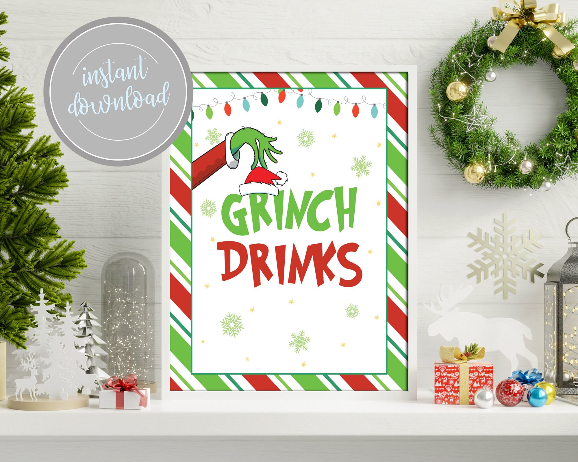 Grinch Drinks Sign Grinch Drinks Grinch Party Grinch Party - Etsy