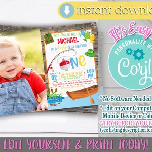 Fishing Birthday Invitation, Fishing Birthday Invite, Fishing Birthday Party Invitation, Fishing Birthday Party, Fishing Birthday, Photo