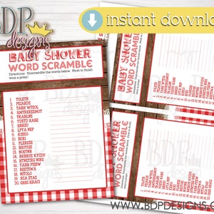 BBQ Baby Shower Word Scramble Game (PDF)