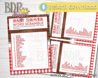 BBQ Baby Shower Word Scramble Game (PDF)