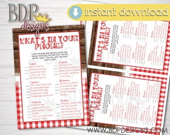 BBQ Baby Shower Game: What's In Your Phone (PDF Pattern)