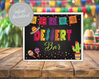 Fiesta Dessert Bar Sign: Cinco de Mayo Party Decor | Printable Digital Instant Download