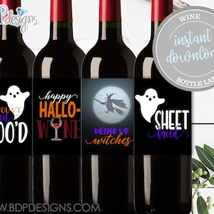 Halloween Wine Labels, Halloween Wine Labels Printable, Halloween Wine ...