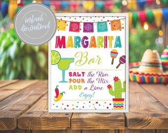 Fiesta Margarita Bar Sign: Cinco de Mayo Party Decor (Digital Download)