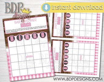 Baby Shower BINGO, BBQ Baby Shower Games, BBQ Baby Shower, Baby Que Shower, Baby Q Baby Shower, BabyQ Baby Shower, Baby Shower Games, Pink