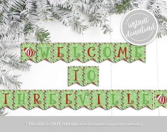 Christmas 3rd Birthday Welcome Banner, Printable Christmas Boy Birthday Party Instant Digital Download Banner Decor Decoration