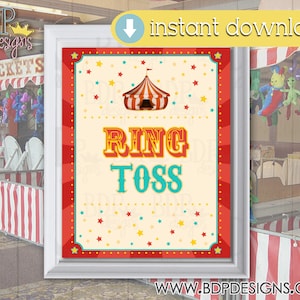 Ring Toss Carnival Sign: Birthday Party Game (PDF & JPEG)