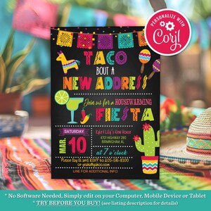 Fiesta Housewarming Invitation: Taco Bout a New Home (Editable Printable)