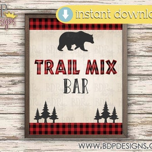 Lumberjack Trail Mix Bar Sign, Lumberjack Party Printables, Lumberjack Party Sign, Lumberjack Party Decor, Lumberjack Sign, Woodland, Bear