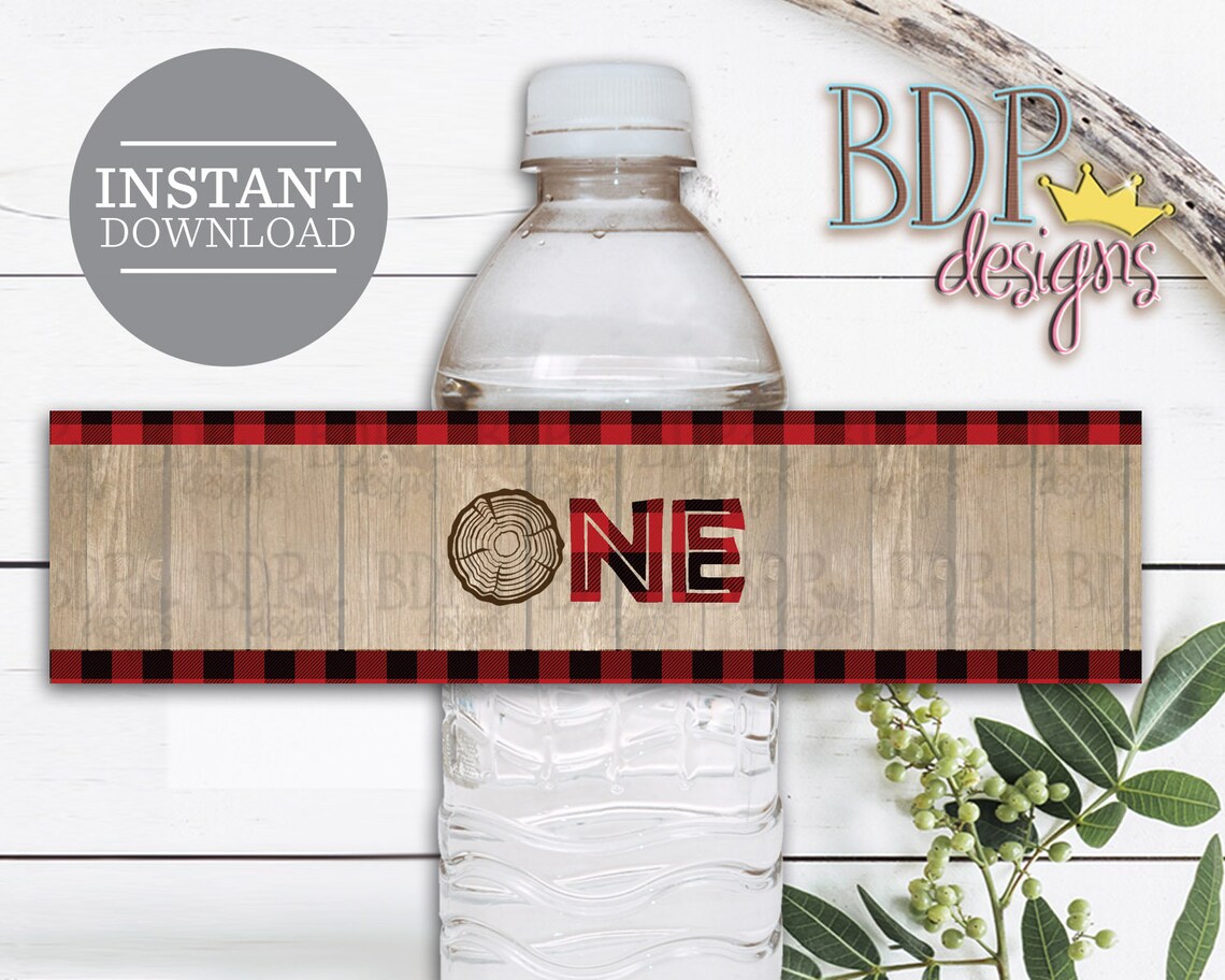Lumberjack Water Bottle Label Lumberjack First Birthday - Etsy