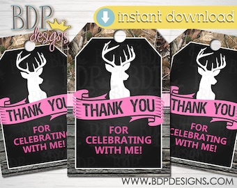 Deer Favor Tag, Deer Girl Baby Shower, Girl Deer Birthday, Deer Printable, Deer Favor Baby Shower, Girl Deer, Thank you tag birthday