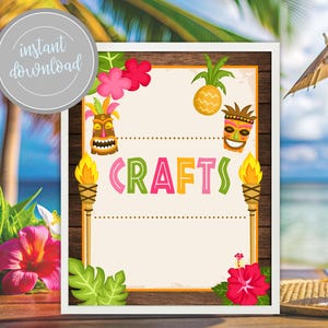 Letrero para fiesta luau: Decoración tropical hawaiana de piña (impresión descargable en PDF y JPEG, 8 x 10 pulgadas)