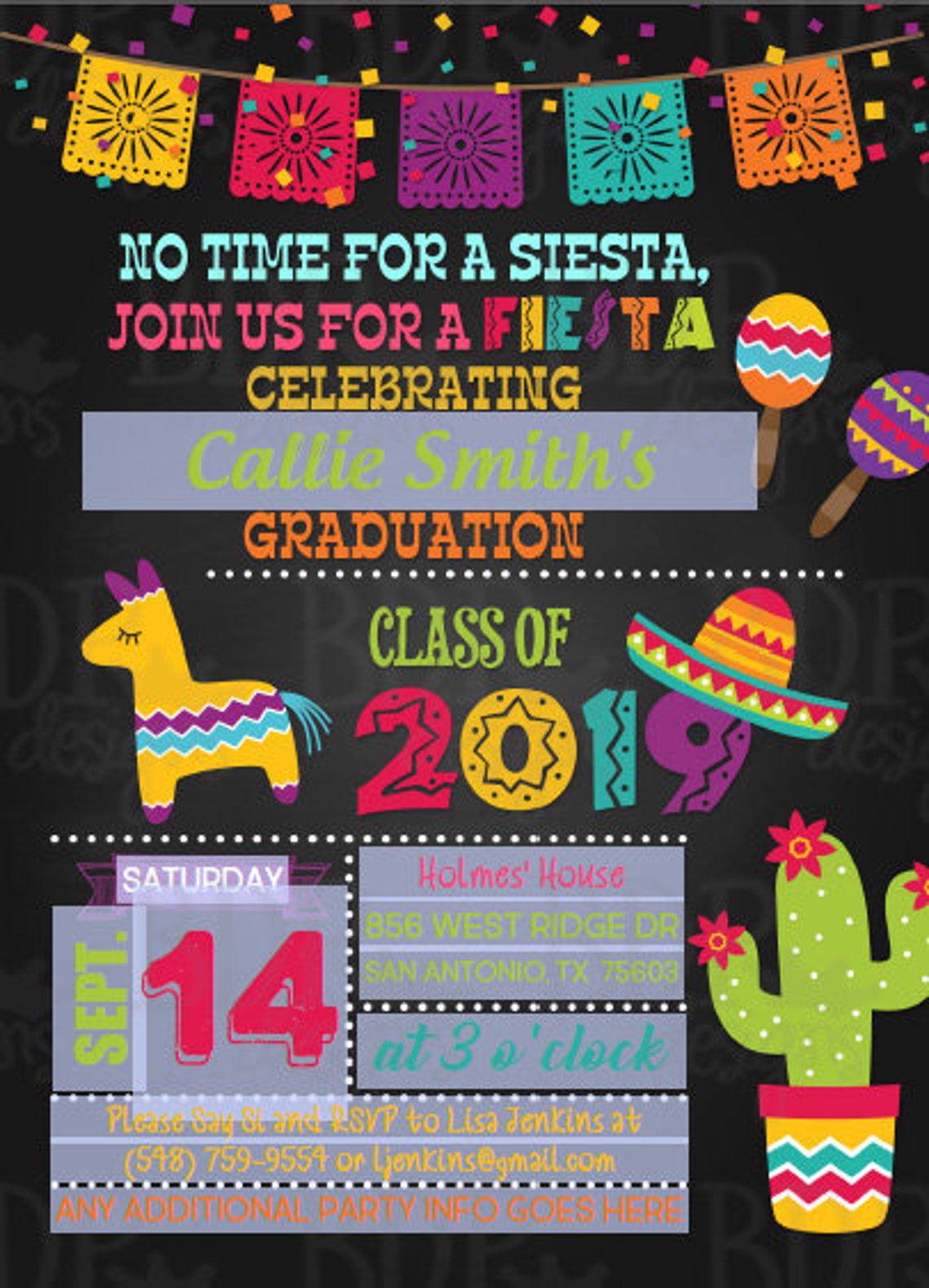 Fiesta Graduation Invitation Fiesta Grad Party Fiesta - Etsy