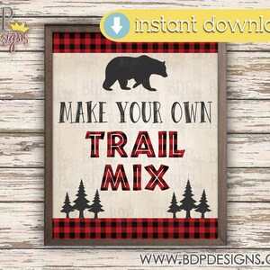 Lumberjack Trail Mix Sign: Rustic Party Decor (PDF & JPEG)