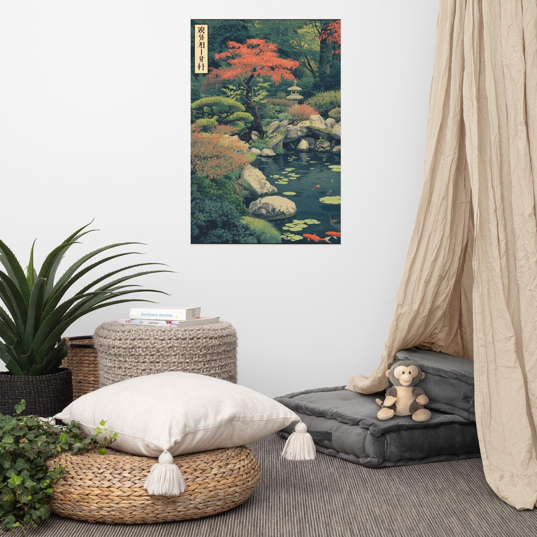 Japanese Garden Wall Art Print, Traditional Zen Landscape Poster ...