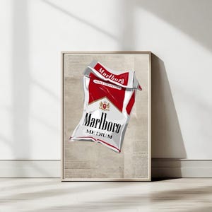 Vintage Marlboro Light Poster Print – Retro Cigarette Ad Wall Art Digital Download