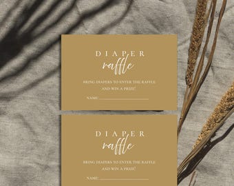Editable Diaper Raffle Tickets, Minimalist Baby Shower Game Printable, Digital Download