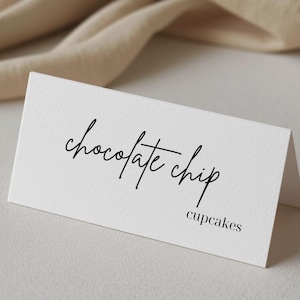 Cartes d'étiquettes d'aliments modernes, étiquettes imprimables pour buffets et desserts, marque-places de table minimalistes, téléchargement immédiat