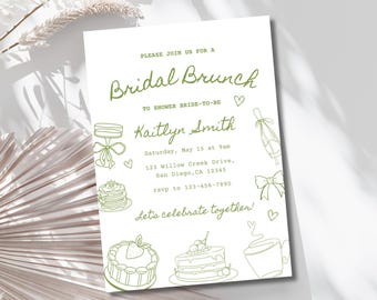Bridal Shower Brunch Invitation, Editable Template (Digital Download)