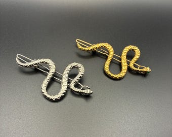 Snake Hair Clip: Silver or Gold Hair Pin (1 piece)
