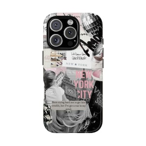 New York Collage Phone Case: Grey & Pink NYC Vibes - Protective Cover
