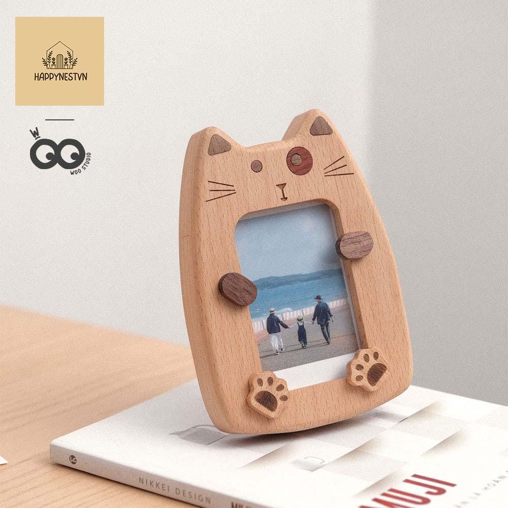 Wooden Cat Photo Frame – Beechwood Animal Desk Decor - Etsy