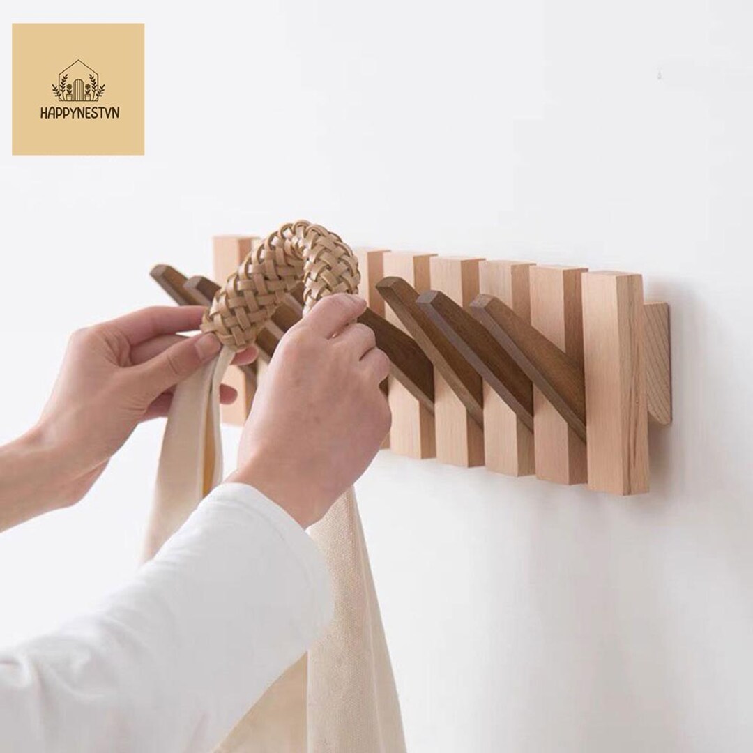 Modern Wood Piano Wall Hook Rack, Entryway Organizer - Etsy
