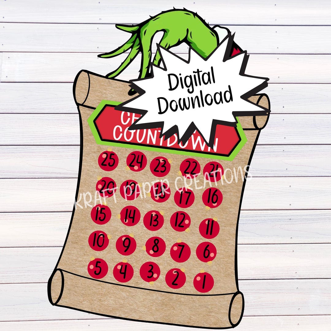 Grinch Inspired Christmas Countdown Banner Digital JPEG - Etsy