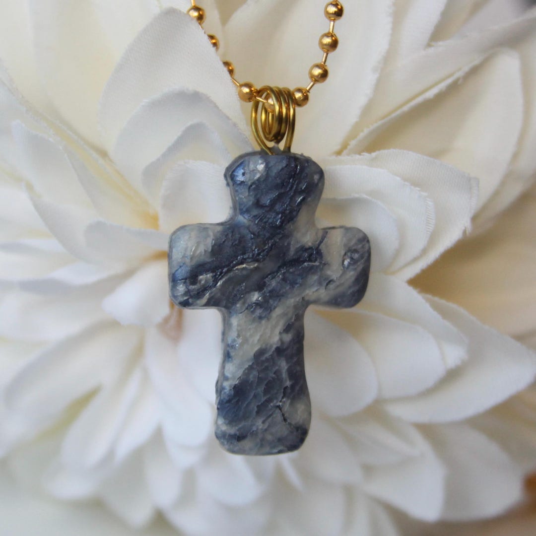 Pretty Translucent Crosses Blue and Translucent Polymer Clay Cross Pendant Necklace - Etsy