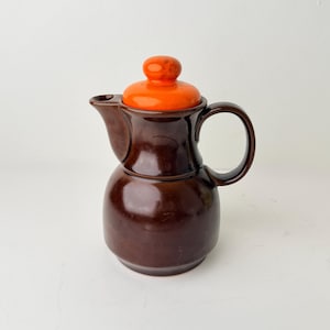 Vintage Winterling Kaffekanna: Brun Orange Mid Century Modern Keramik Tekanna MCM Retro Decor
