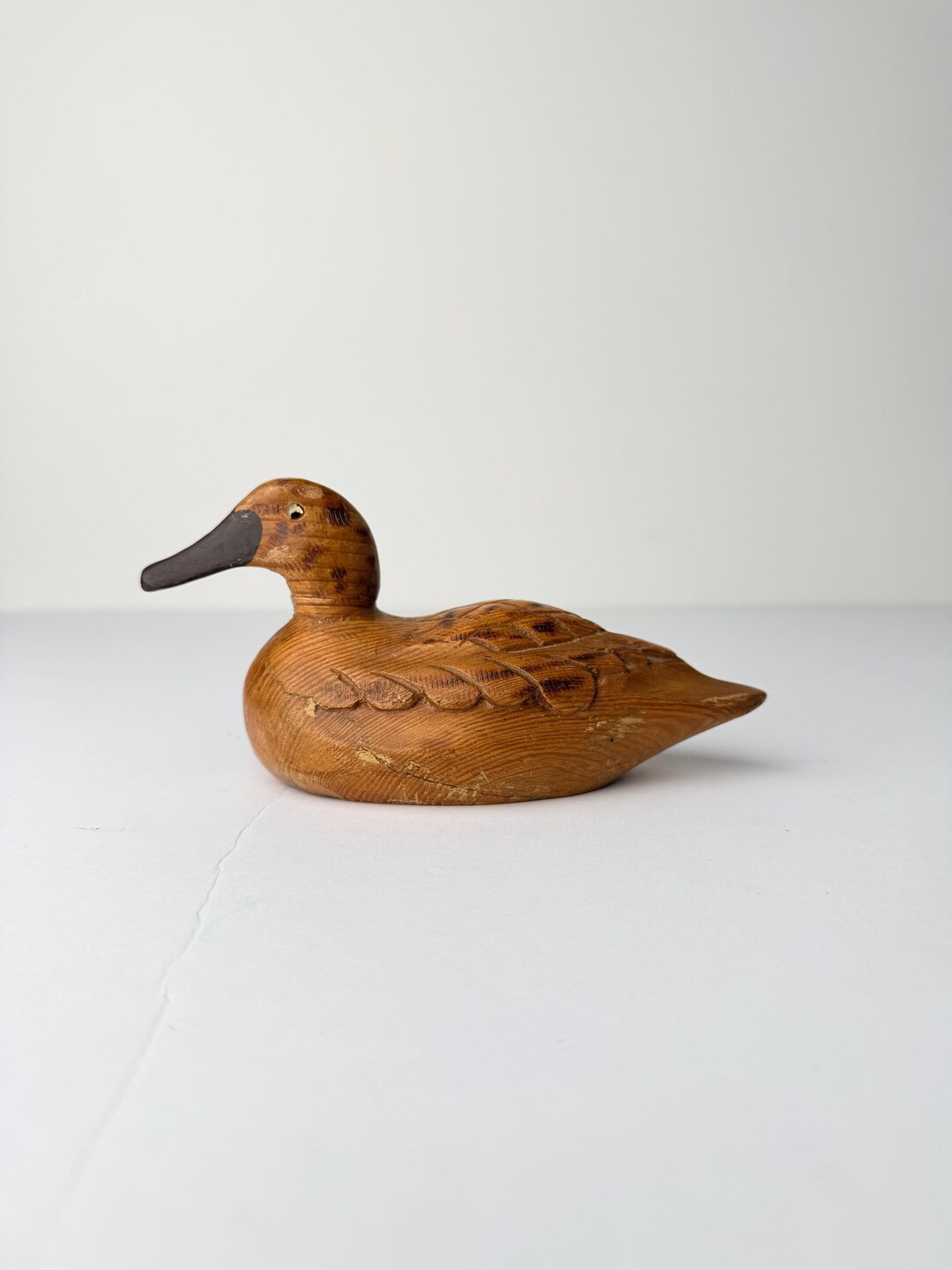 Vintage Hand Carved Wooden Duck Folk Art Rustic Cabin Decor Wildlife ...