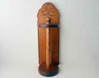 Vintage Goose Paper Towel Holder Wooden Farmhouse Wall Rack Cottagecore Kitchen Decor