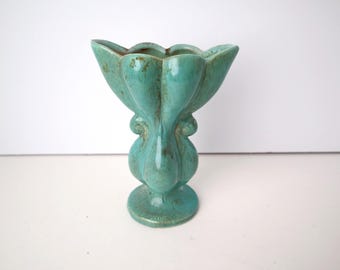 Vintage Gonder USA Turquoise Drip Glaze Vase – Mid-Century Art Pottery