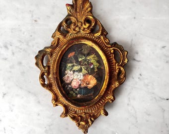 Vintage Italian Giltwood Frame – Baroque Floral Carved Wall Décor