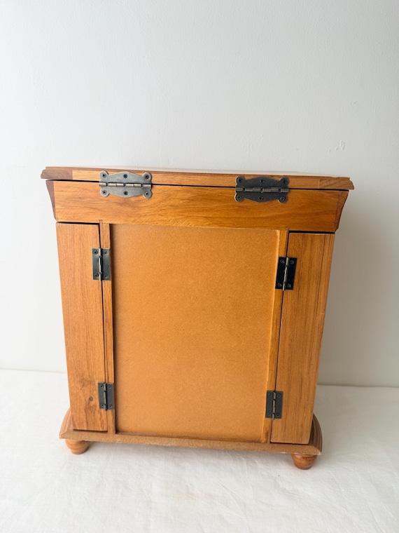 Vintage Wooden Jewelry Armoire 13.5” | 4 Drawer Jewelry Chest with Side Closets | Traditional Vanity Organizer View 5