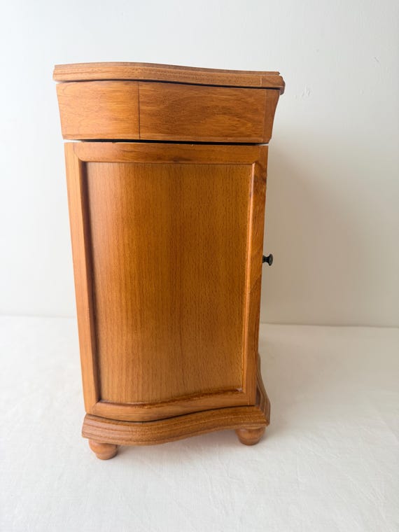 Vintage Wooden Jewelry Armoire 13.5” | 4 Drawer Jewelry Chest with Side Closets | Traditional Vanity Organizer View 6