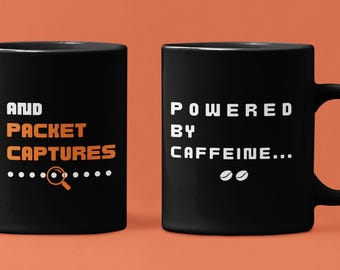 Caffeine & Packet Captures Mug: Cybersec Wireshark Coffee Cup