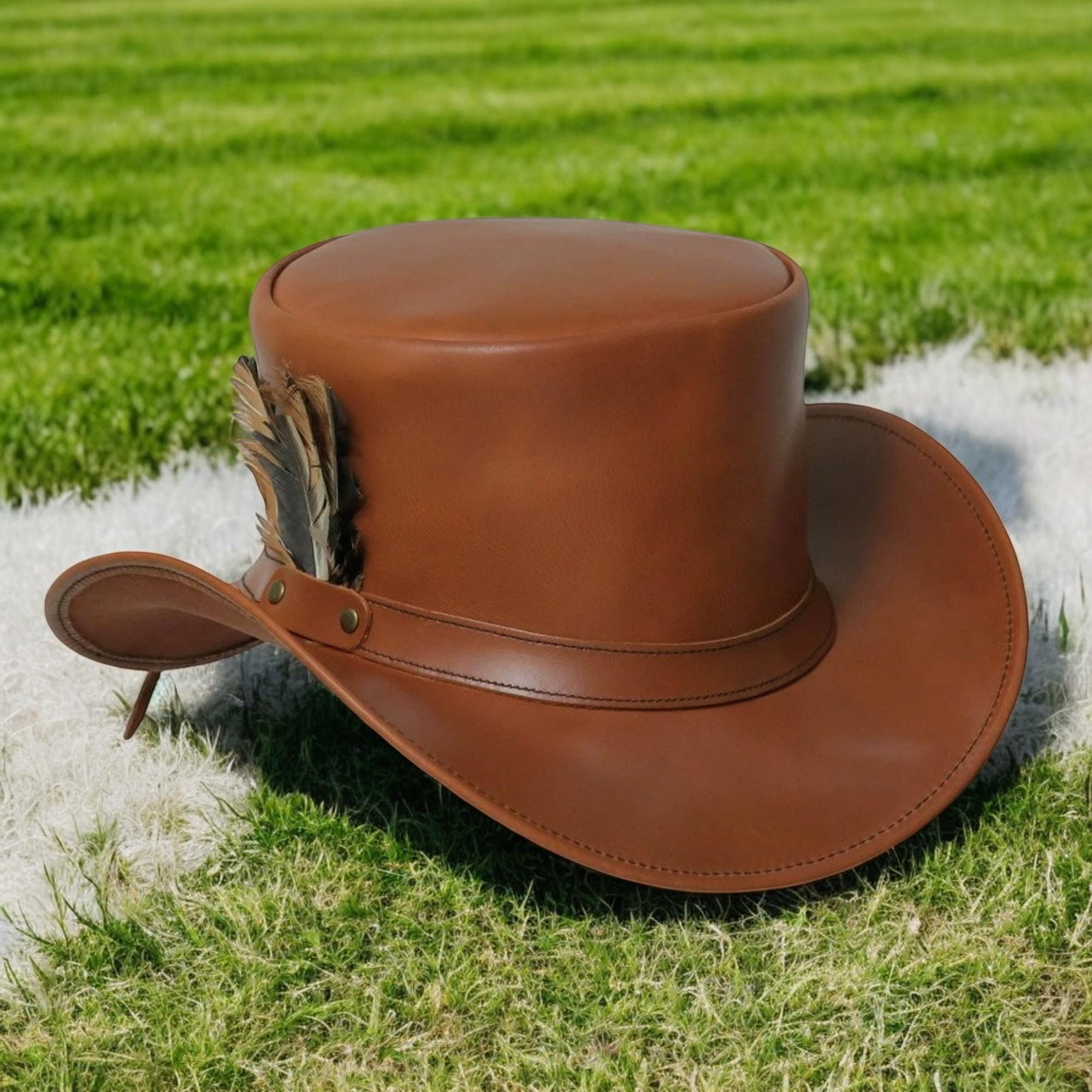 Western Cowboy Festival Style,brown Genuine Leather Hat  display picture 3
