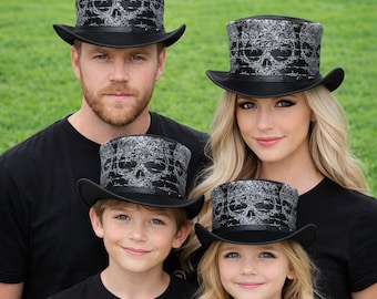 Schwarzer Leder Skull Hut, Gothic Biker Stil, Stacheldraht Festival Kopfbedeckung