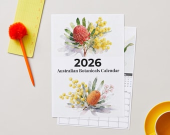 2026 Australian Botanicals Calendar | Watercolour Native Flowers Wall Calendar | Printable A3 & A4 Digital Download