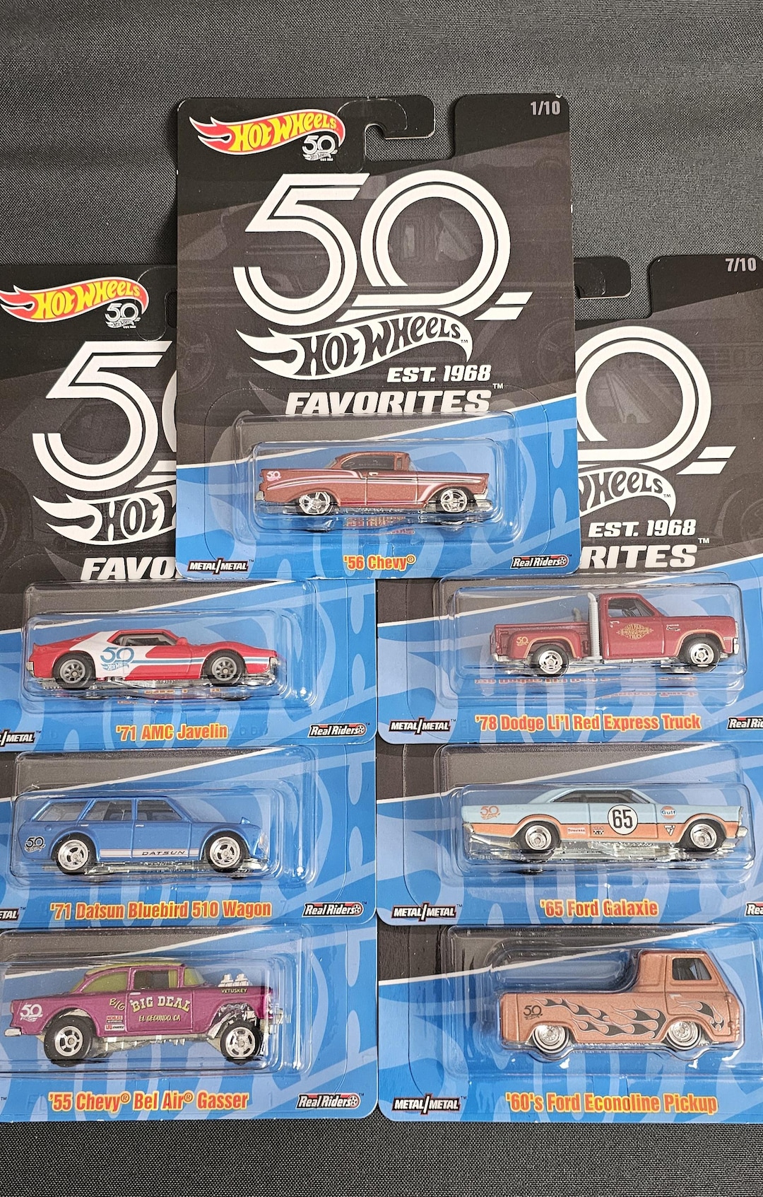 Hot Wheels 50th Anniversary Premium Set Est. 1968 Real Riders Full