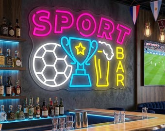 Neonreclame sportbar, custom led-neonlicht voetbalbier, voetbalclub bierbar man grot muurdecoratie, cadeaus voor hem