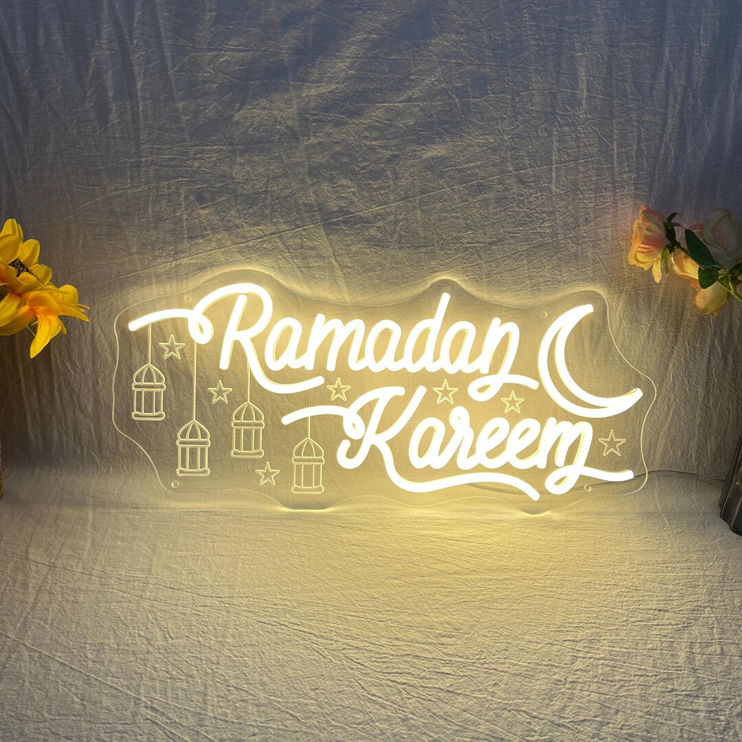 Ramadan Kareem Crescent Moon Neon Sign, Custom Eid Mubarak Ramadan ...