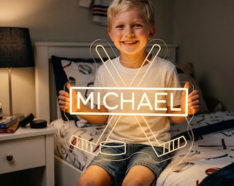 Custom Hockey Name LED Neon Sign: Sports Bedroom Decor