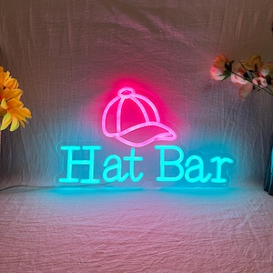 Hat Bar Neon Sign, Custom Bar LED Neon Light, Hat Shop Wall Decor, Hat Neon Art Light  Opening Sign, Personalized Gift For Him