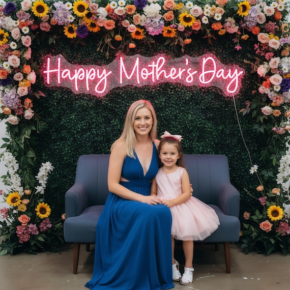 Happy Mother's Day Neon Sign, Custom Mother's Day Party Decor LED Neon Light, Gift For Mom, First Mother‘s Gift