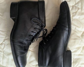 Vintage Black Leather Ankle Boots by St. John's Bay, tagged 8.5 M